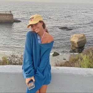 Blue Quarter-Button Vintage Sweater